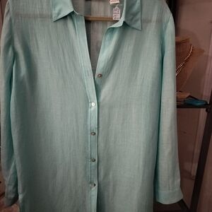 Bloomingdale’s Fine Silk & Linen Button Down Shirt with Relaxed Fit!!